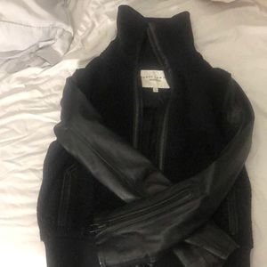 derrick lam lamb leather and wool bomber jacket